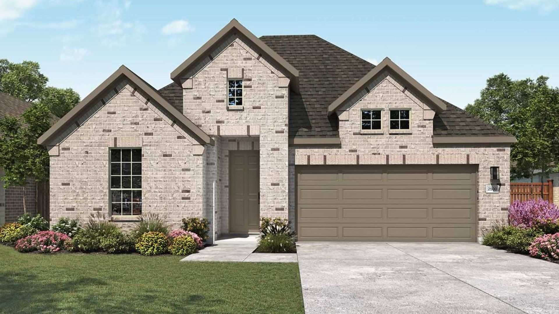 Modern Brick Single-Family Home Design and Architecture:Elevation L