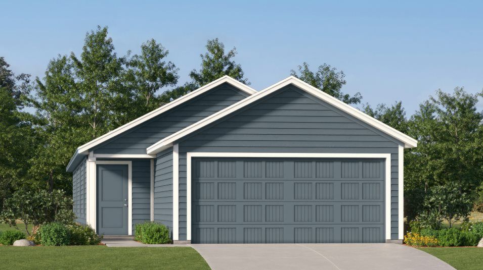 Elevation B - Exterior with Overlapping gable roof peaks, horizo