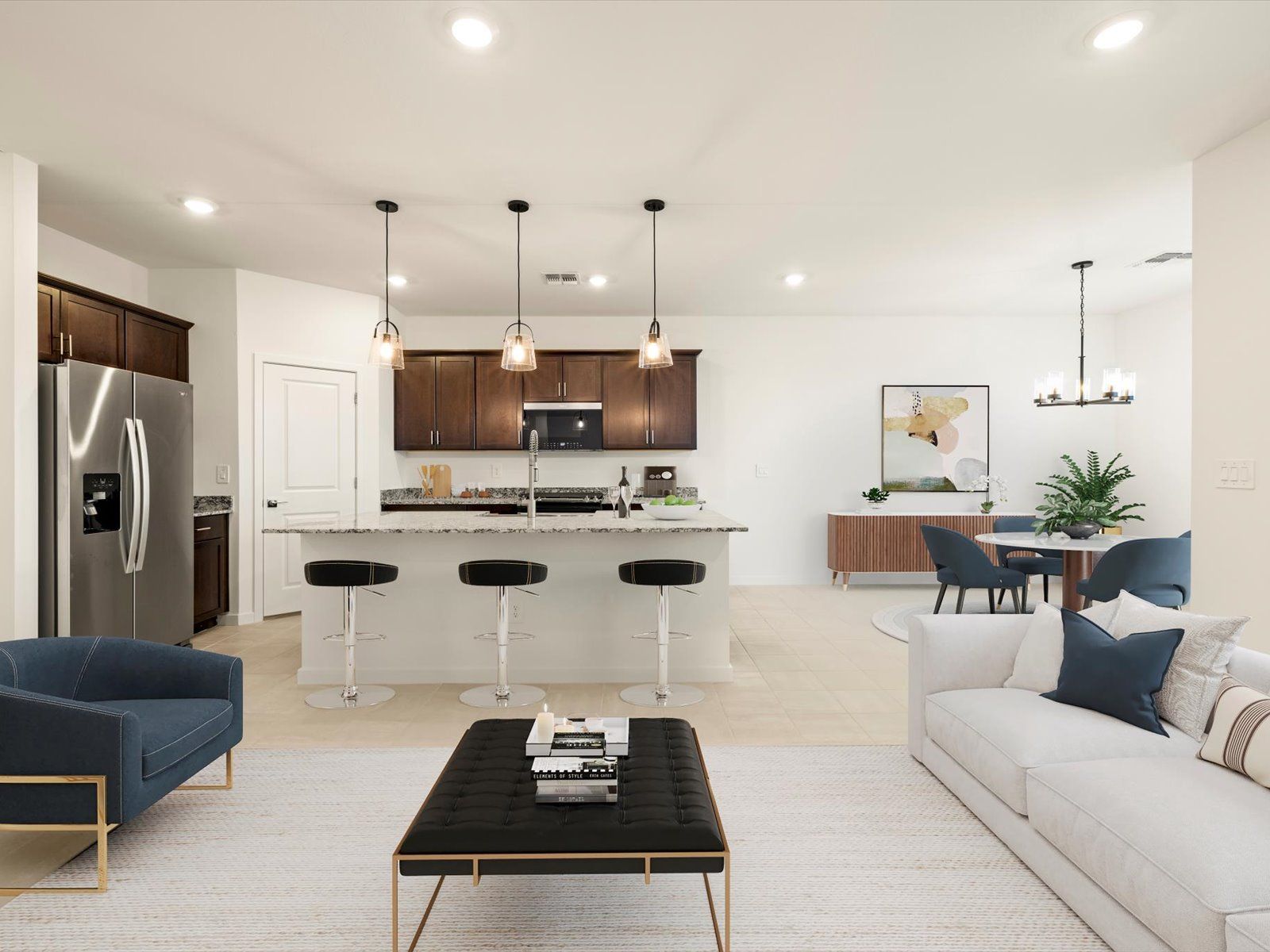 Living Area:The Holly floorplan modeled at Rancho Mirage in Maricopa, AZ.