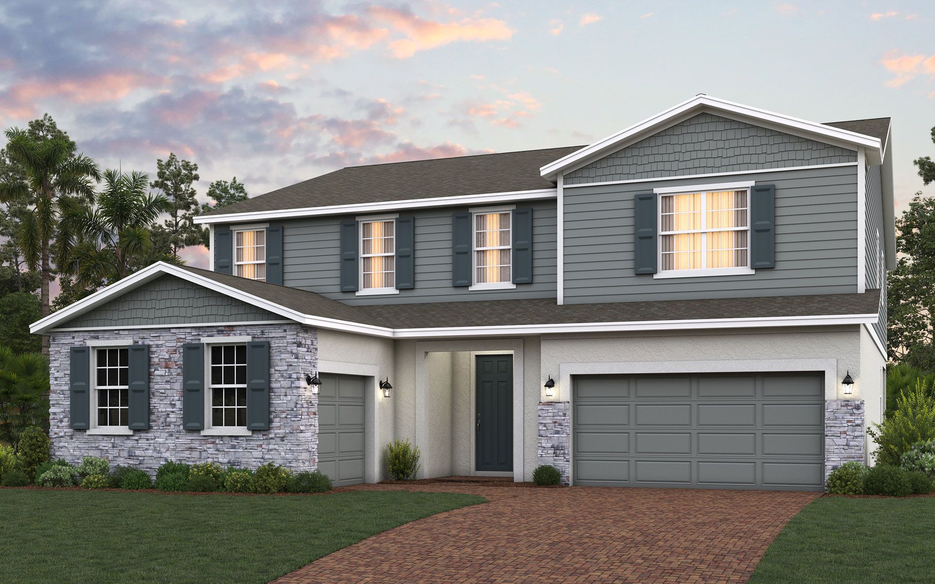 Theodore elevation 3 shown with optional stone:Theodore elevation 3 shown with optional stone